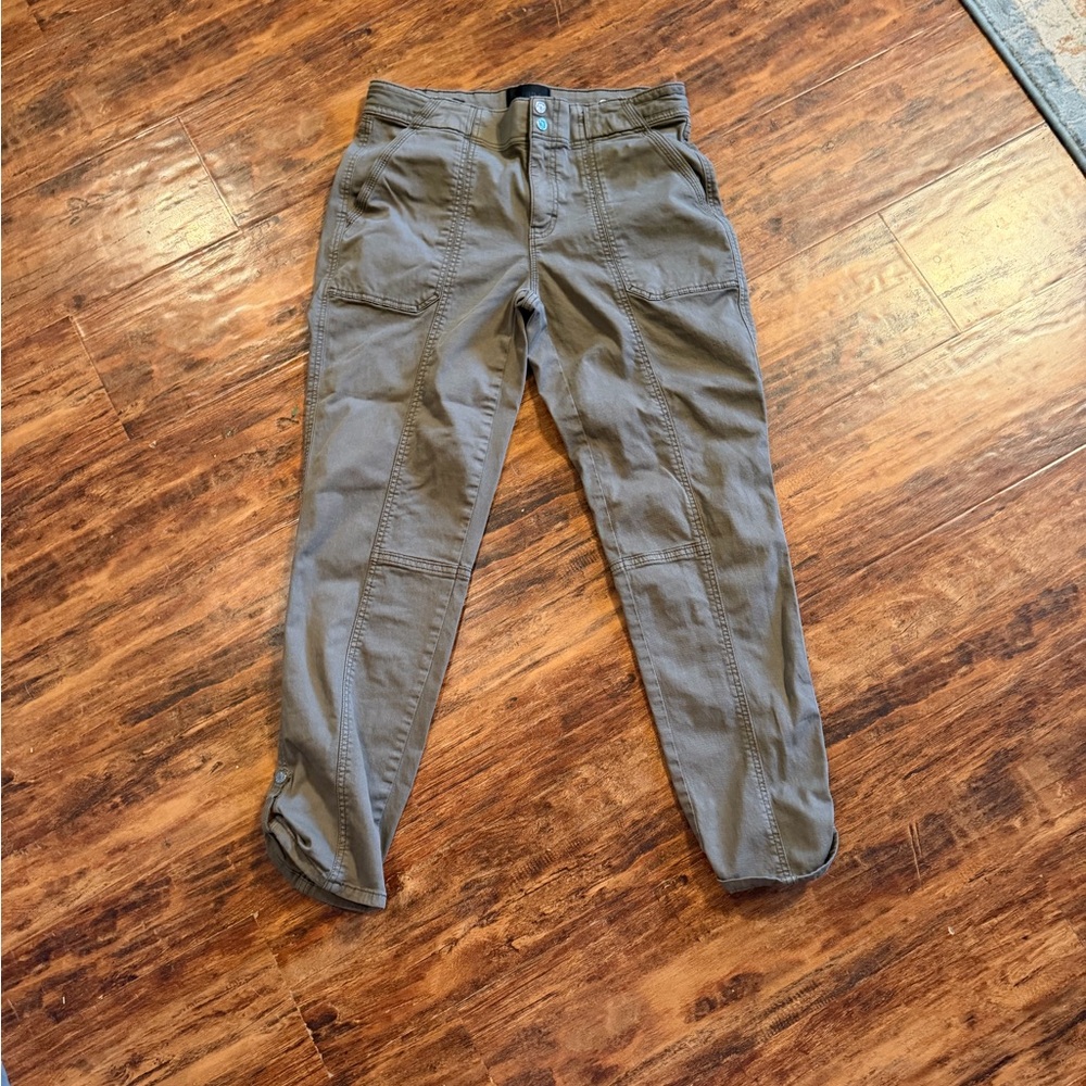 WHBM Mid Rise Straight Crop Olive Utility Pants Size 6